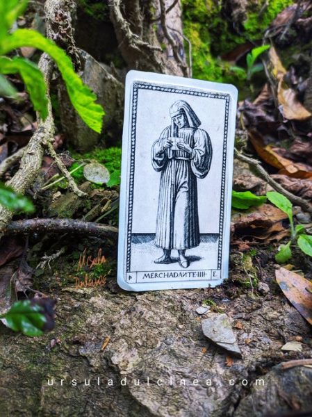 carta mercahndante tarot de mantegna en el bosque