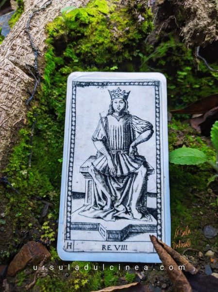carta re tarot de mantegna en el bosque